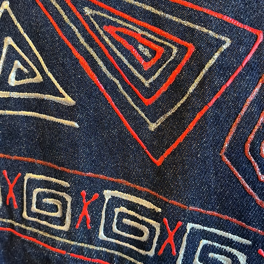 Boone Industries Denim Duster Button up Coat Beads & Modern detail Made in USA - Picture 11 of 17